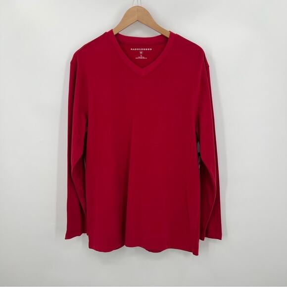 Saddlebred red 100% soft sueded cotton V neck long sleeve tee shirt men's M NEW - Picture 9 of 9